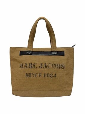 Marc Jacobs Tan/Brown Burlap Woven Tote Handbag